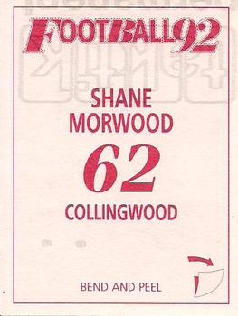 1992 Select AFL Stickers #62 Shane Morwood Back